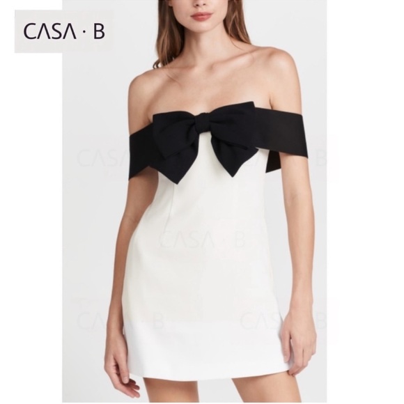 5⭐️CASA B| Isabella off shoulder strapless A line bow mini dress - Picture 1 of 10